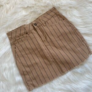 Women’s sky and sparrow‎ denim tan with black stripes skirt